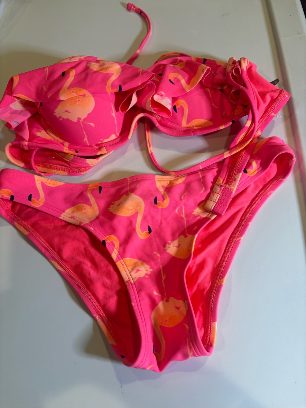 aerie Bright Pink Flamingo Print Bikini
